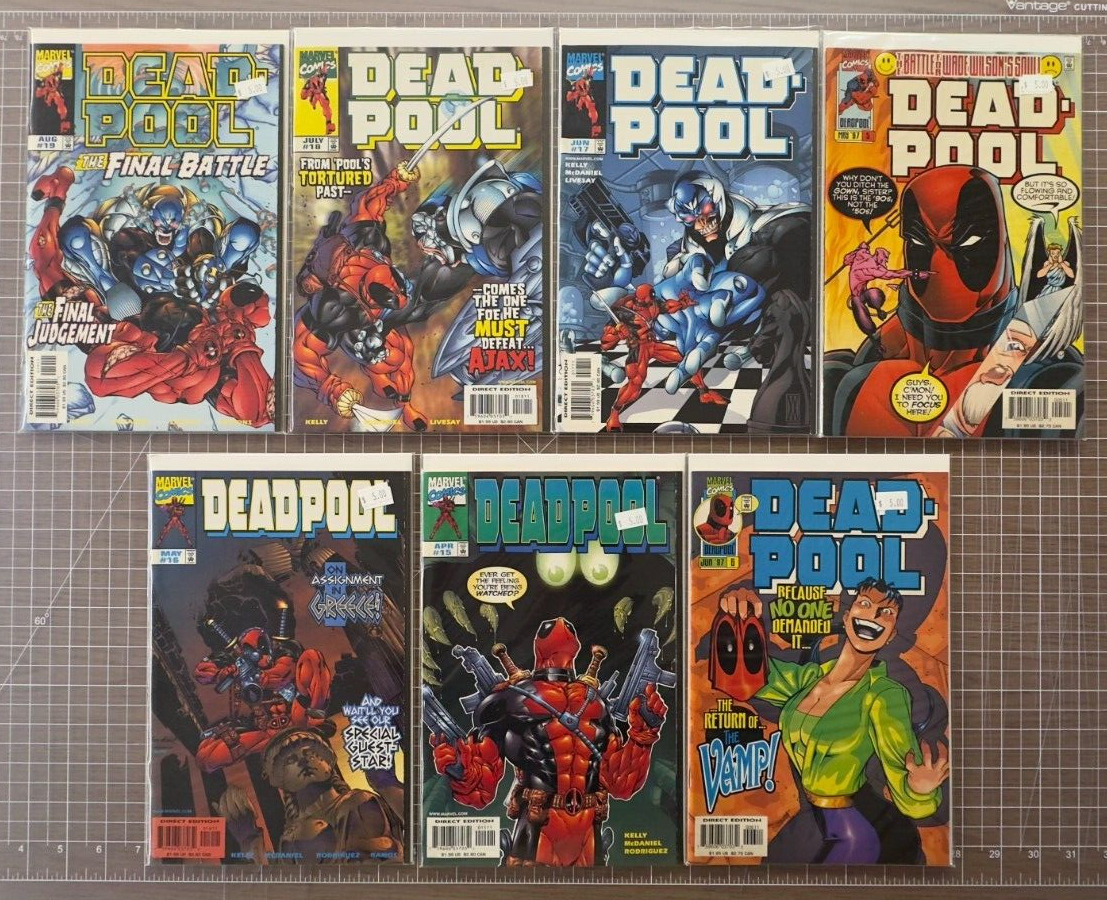 Deadpool Comic Book Lot of 7 Marvel 1997-1998 5.5-9.0 #5 6 15 16 17 18 19