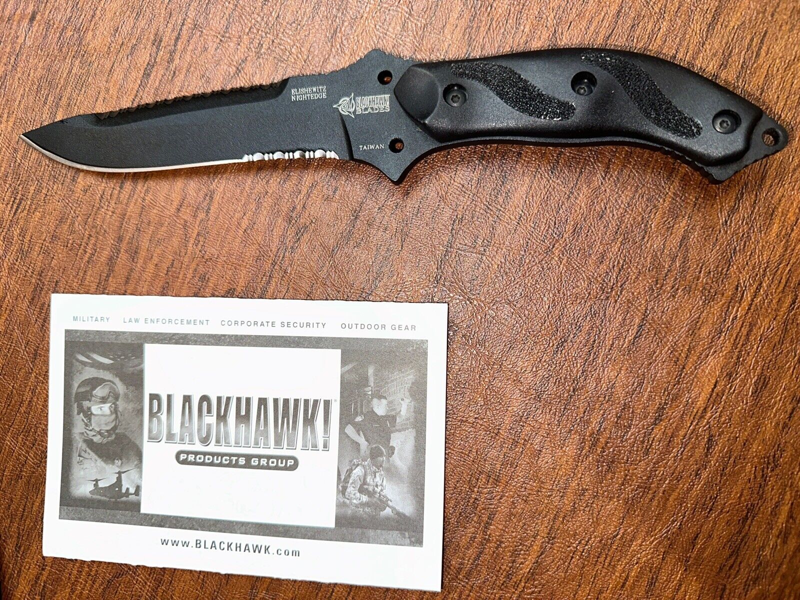 Rare Discontinued Blackhawk Nightedge Fixed Blade Knife in black. NIB