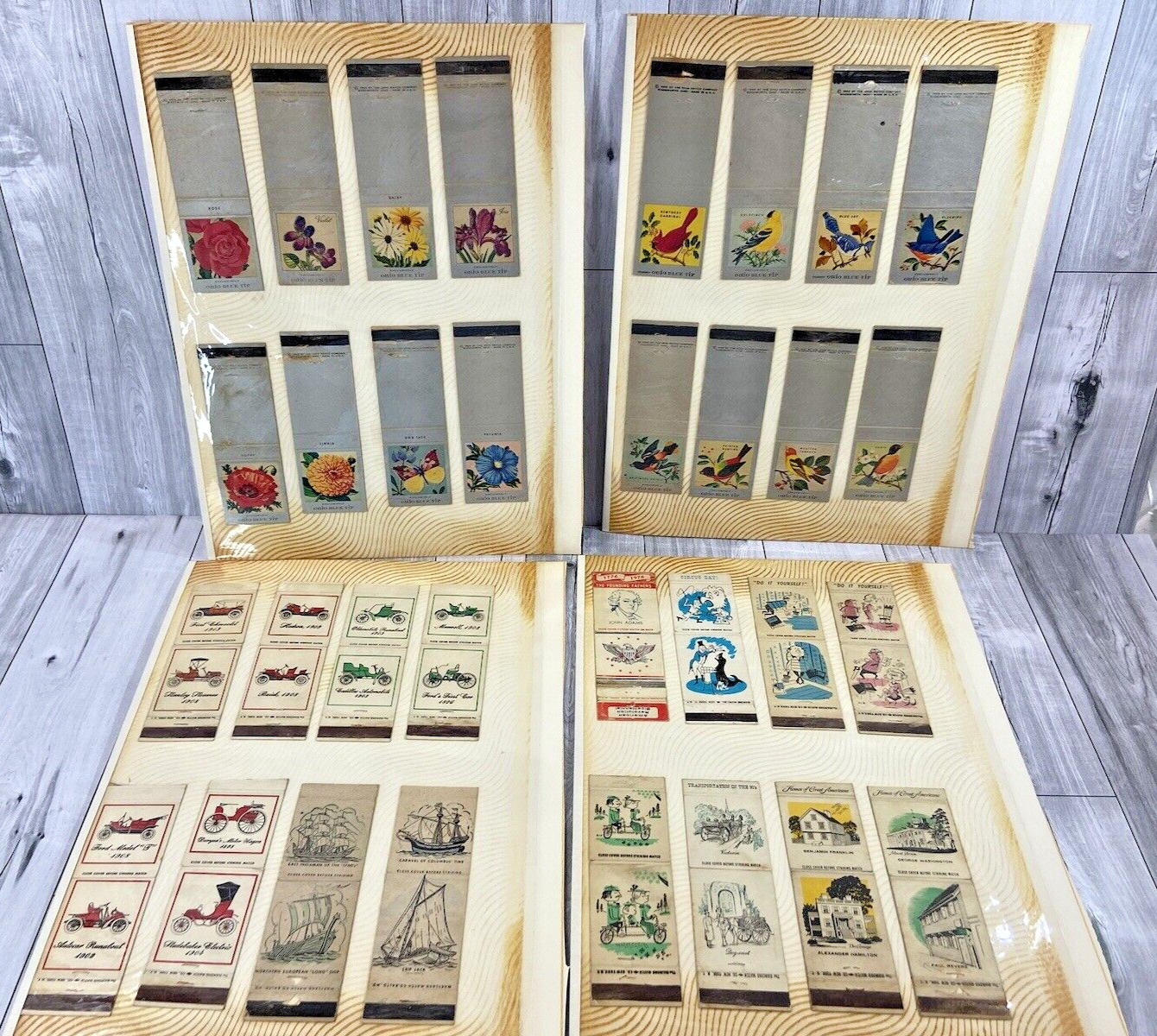 Lot of 64 Vintage Variety Matchbook Covers - Mounted Birds, Fish, Flowers, Etc