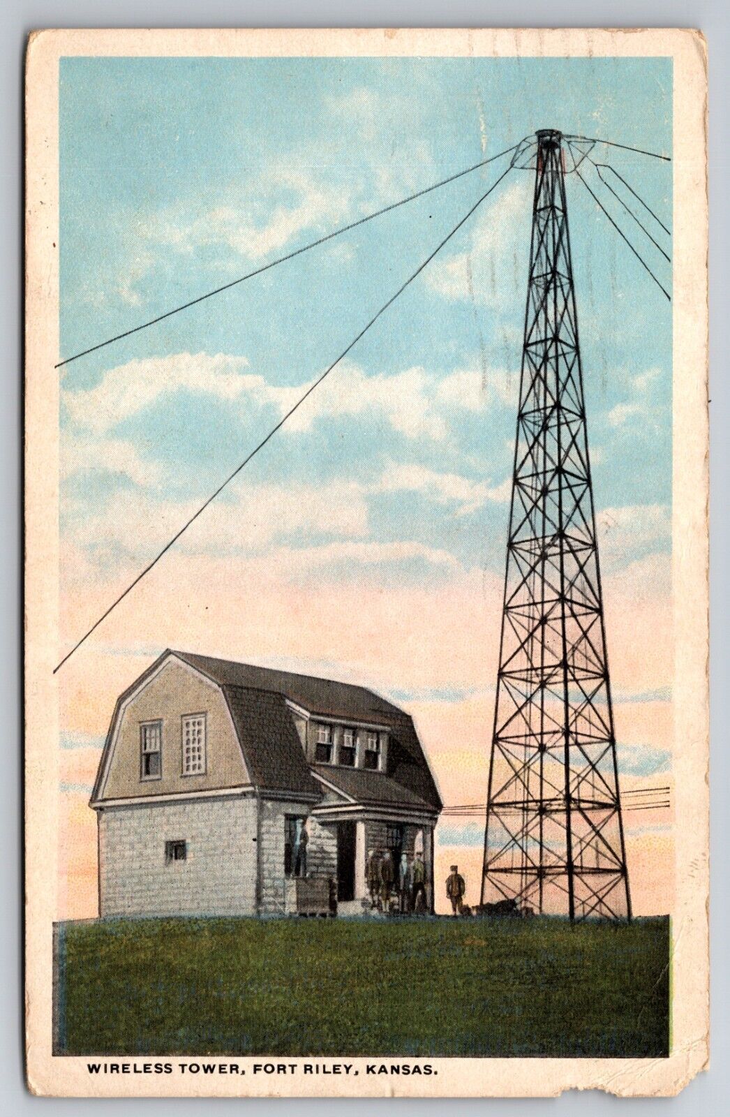 Wireless Tower Fort Riley Kansas KS 1923 Postcard