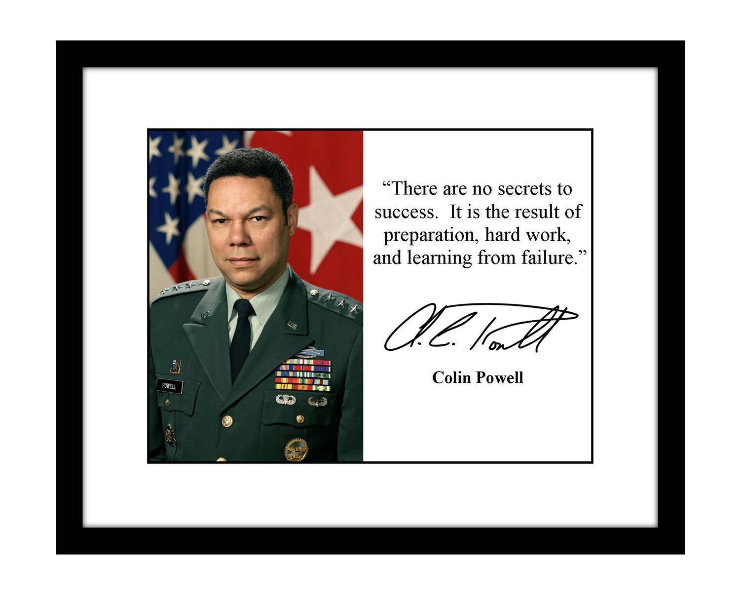 Colin Powell 8x10 Signed photo print with quote US ARMY United States General 