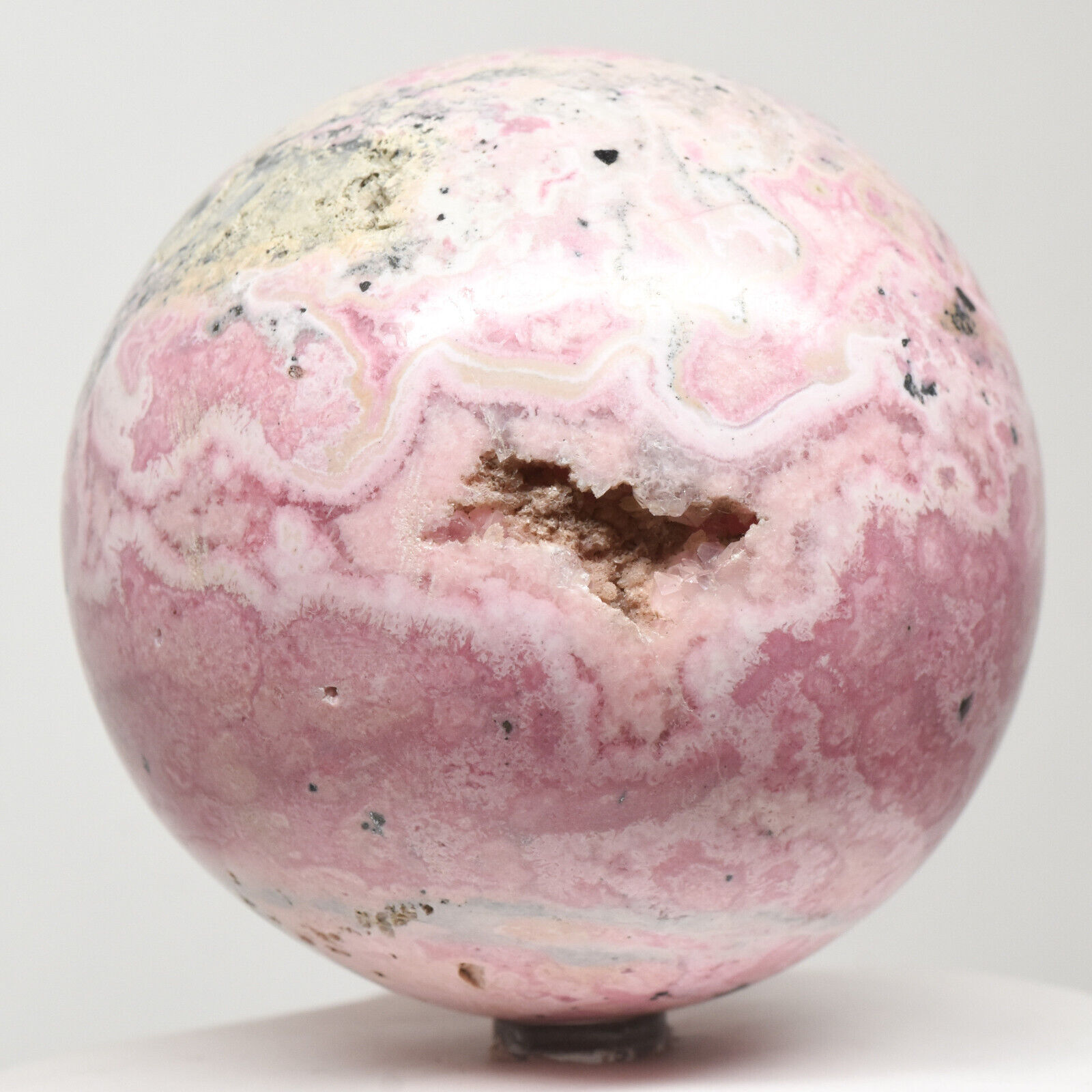 2.7lb Pink Rhodochrosite Sphere Natural Mineral Ball Druzy Crystal Gemstone Peru