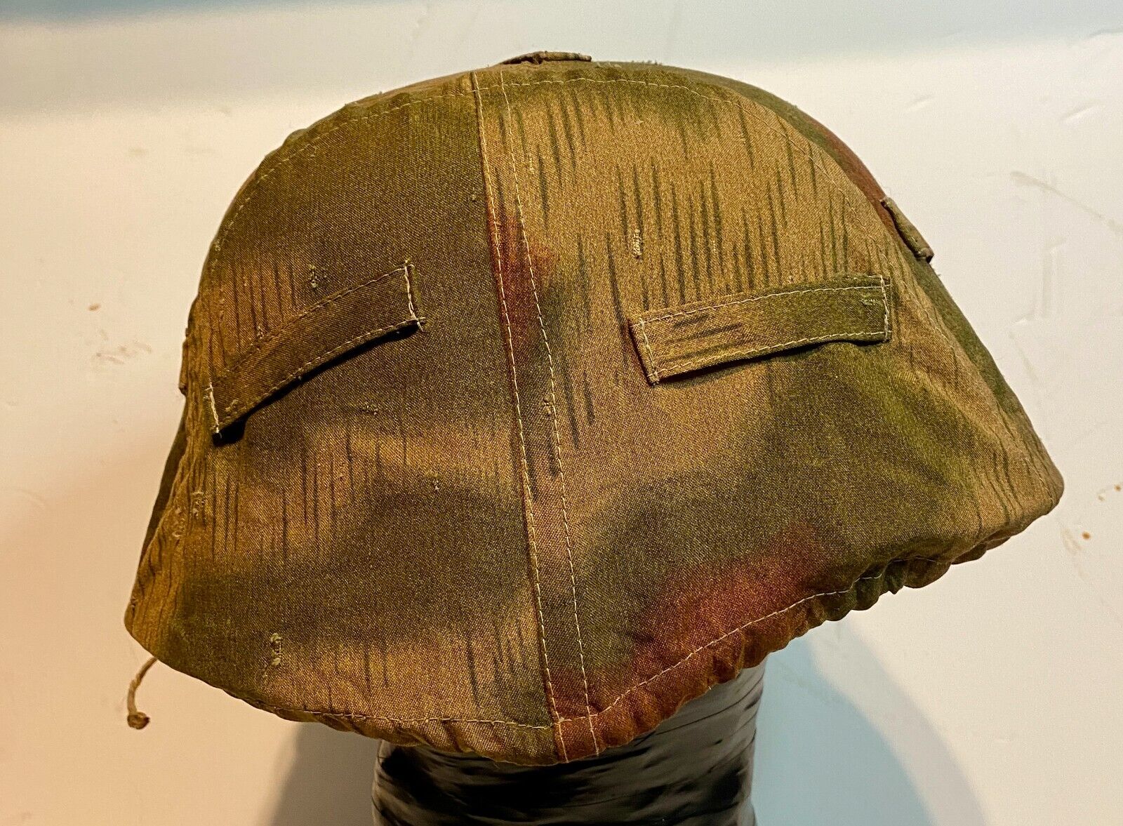 German ww2 tan & water helmet cover (Original rayon material ,post war assembled