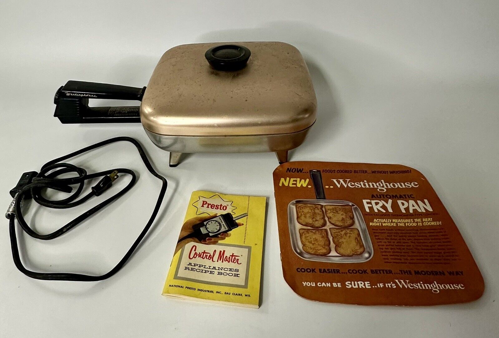 VTG Westinghouse electric skillet/Copper Top Fry Pan  Working/with Literature