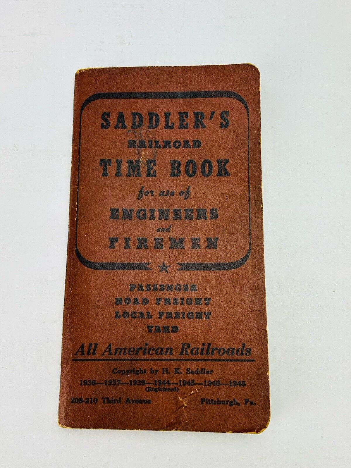 Saddler’s Railroad Time Book For Use Of Engineers And Firemen 1948