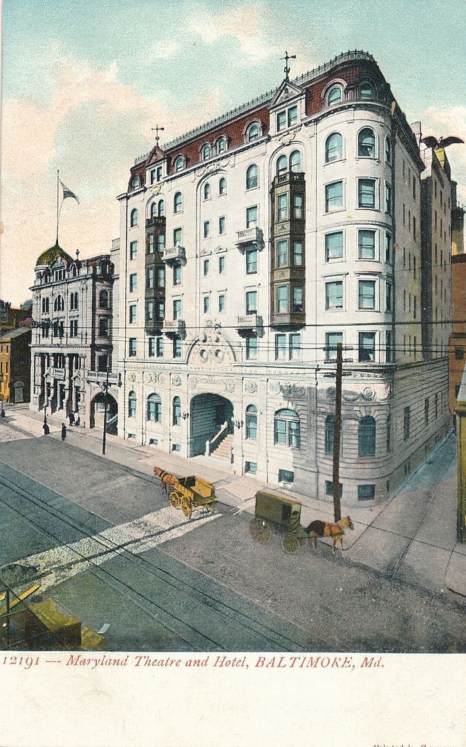 BALTIMORE MD - Maryland Theatre and Hotel Postcard - udb (pre 1908)