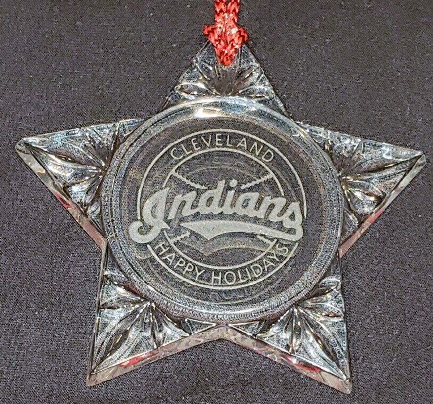 Vintage 1990's Cleveland Indians Etched Glass Star Ornament MLB No Box MINT