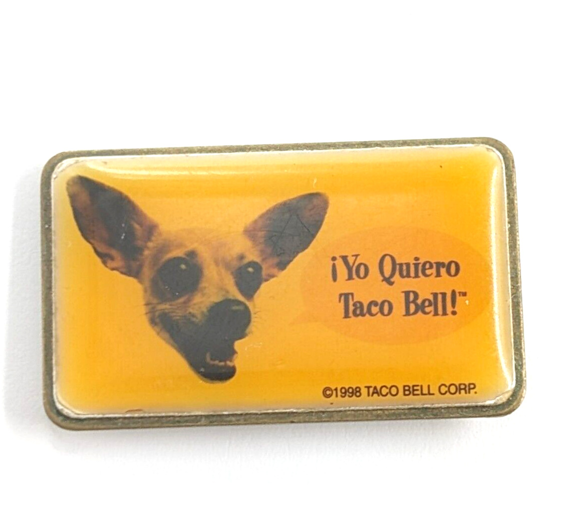 1998 Yo Quiero Taco Bell Chihuahua Dog Fast Food Restaurants Pin Advertise VTG