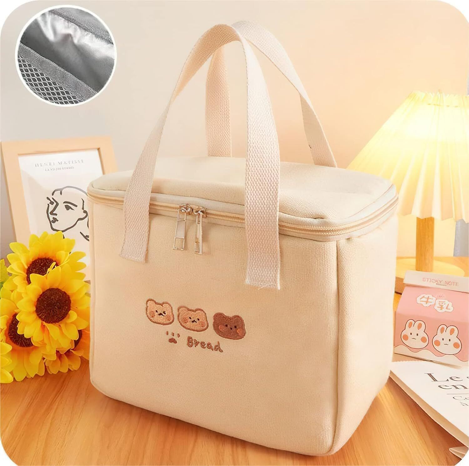 Aesthetic Kawaii Cute Lunch Bag Box Insulated Leakproof Bear-bucket 