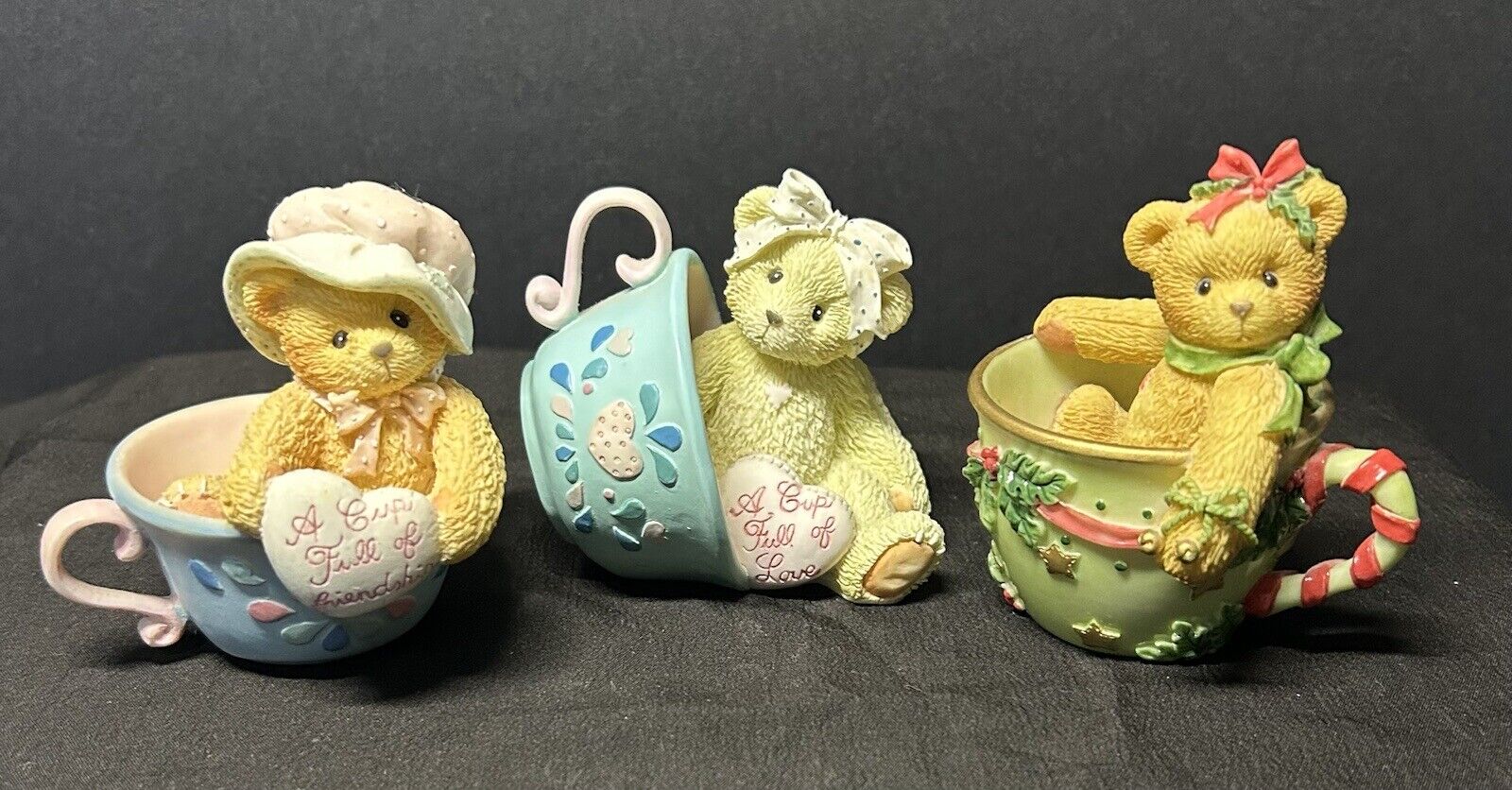 Cherished Teddies 3 Teacup Bears Cup Of Love, Cup Of Friendship & Christmas