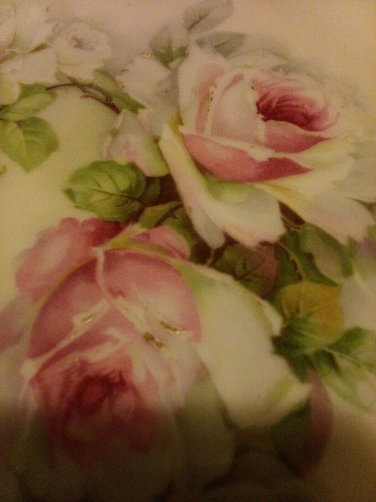 porcelain antique ZS Austria German plate dish vanity art nouveau pink rose gold