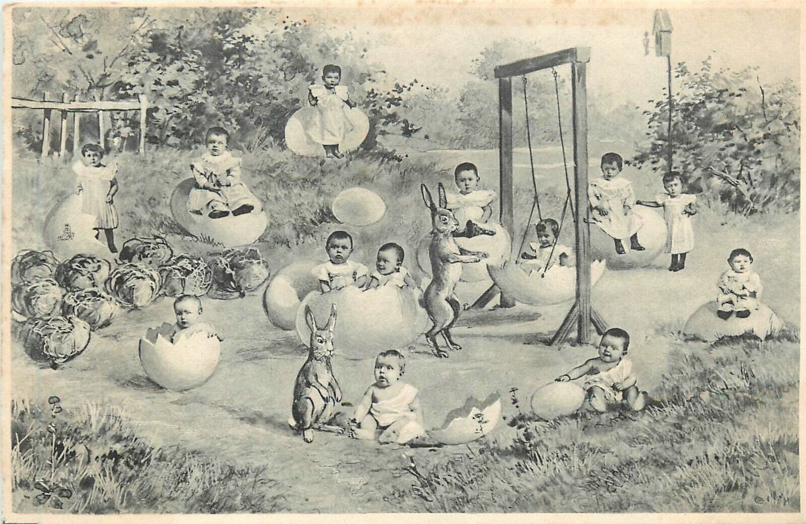 Postcard C-1905 Tuck Easter Eggs rabbit fantasy undivided #1006 TP24-833