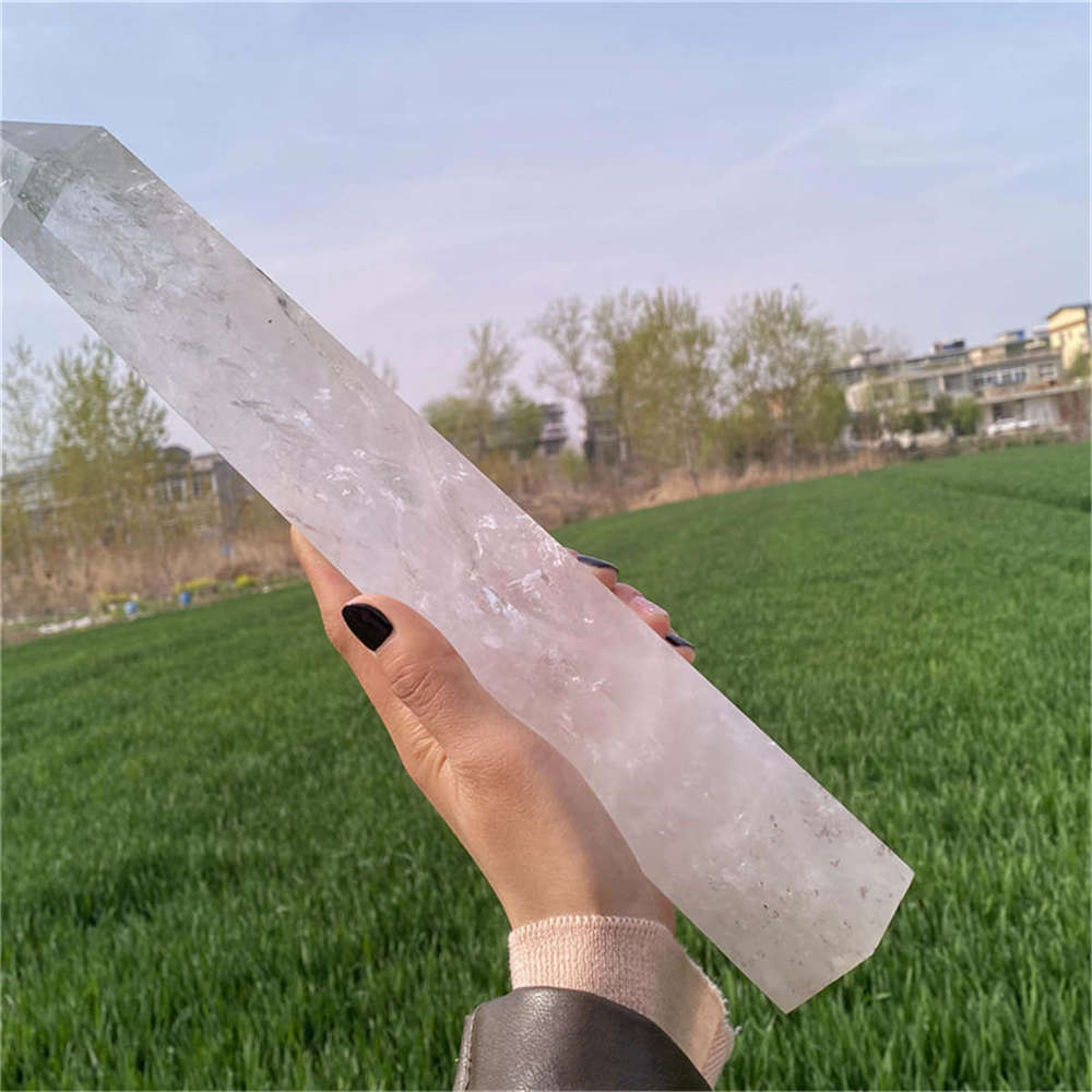 1500g Natural Clear Quartz Obelisk white Crystal Point Wand specimen Reiki gift