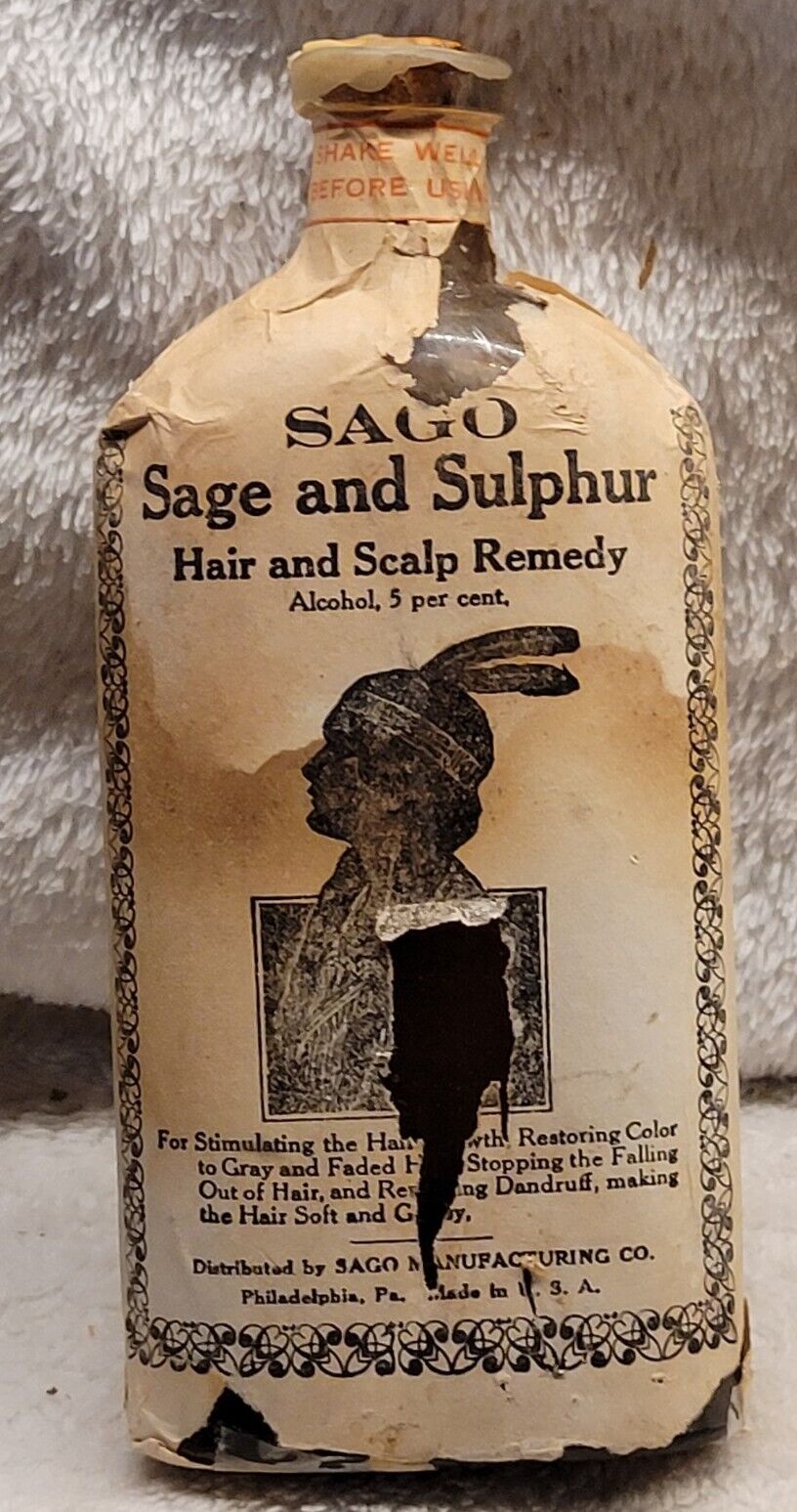 SAGO SAGE SULPHUR SCALP REMEDY NATIVE AMERICAN INDIAN WOMAN ON LABEL