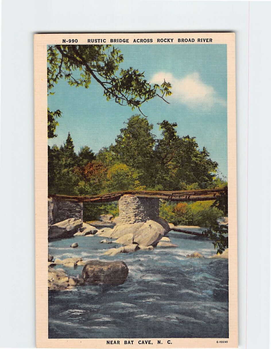 Postcard Rustic Bridge Across Rocky Broad River North Carolina USA