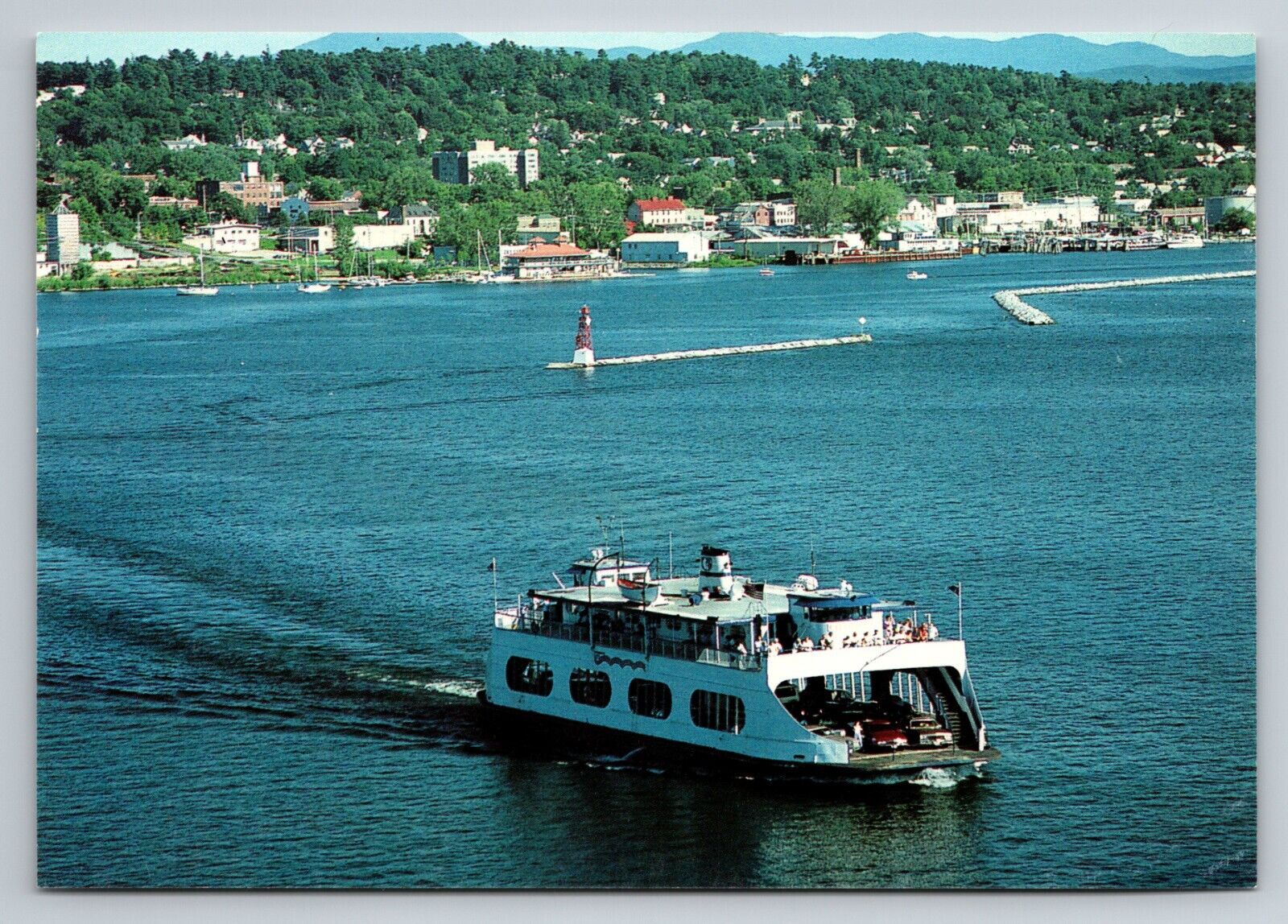 M.V. Champlain Ferry Port Kent New York Vintage Unposted Postcard Boat