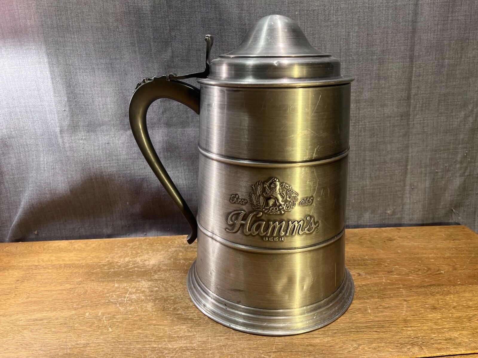 Vintage Hamm's Beer Stein Ice Bucket Olde Tankardware Pewtertone Rare Made Italy