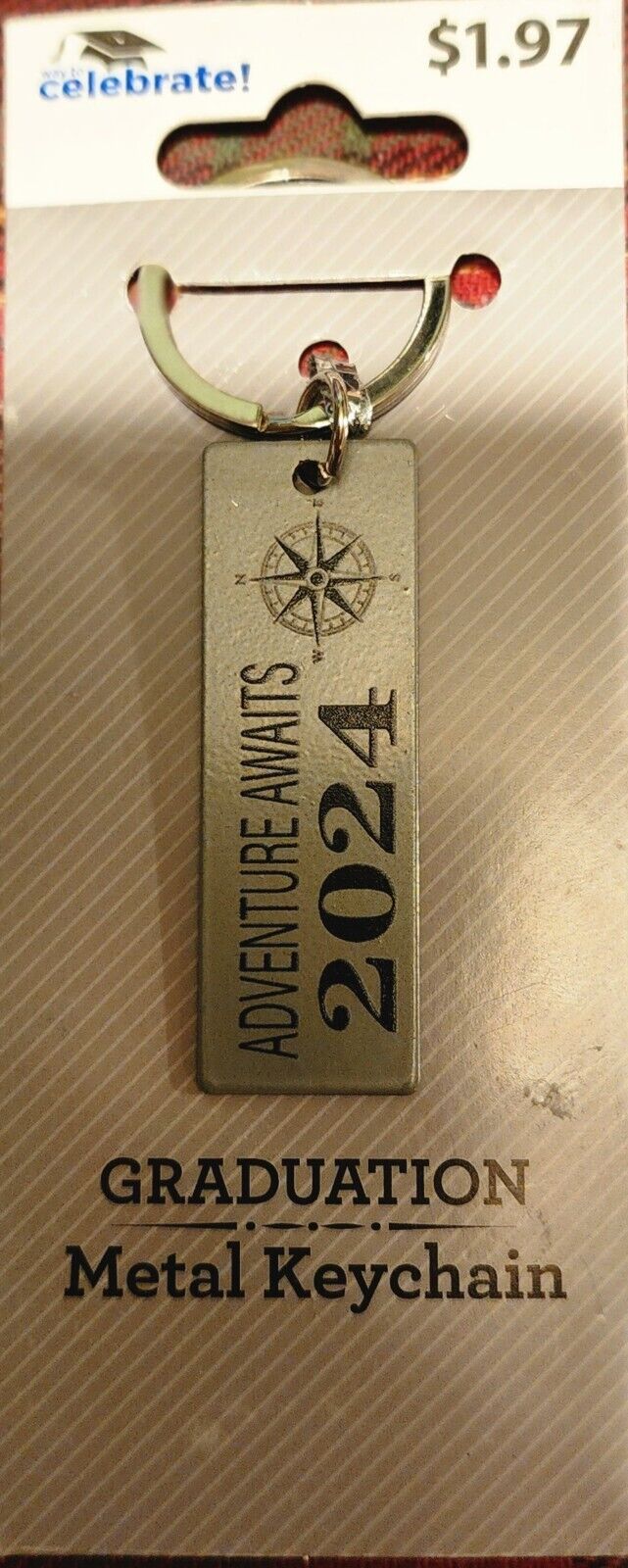 Graduation 2024 Metal Keychain - Adventure Awaits, Compass