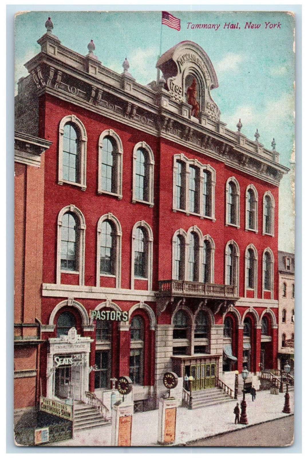 c1910 Pastors Tammany Society Hall Entrance New York NY Unposted Postcard