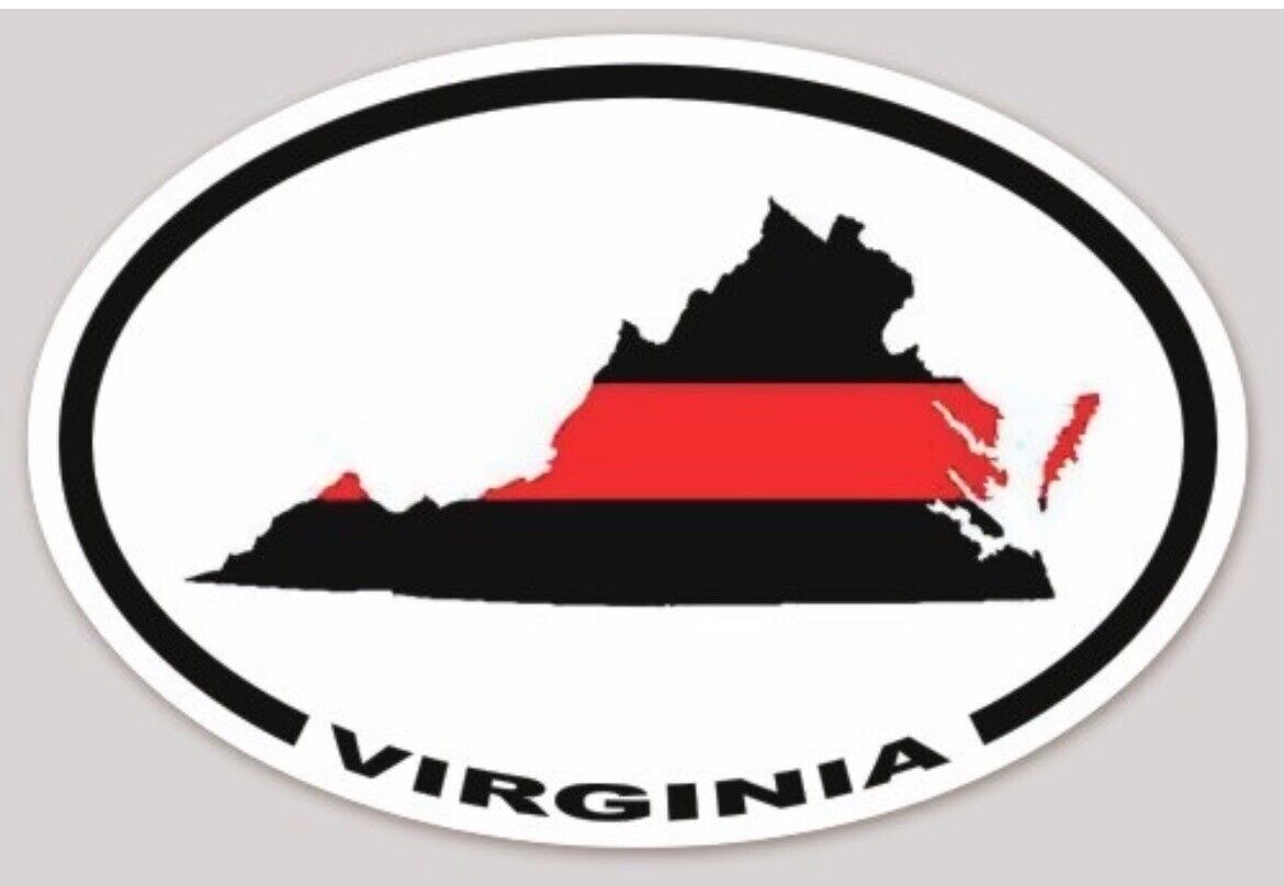 USA Thin Red Line Virginia State Firefighter Sticker