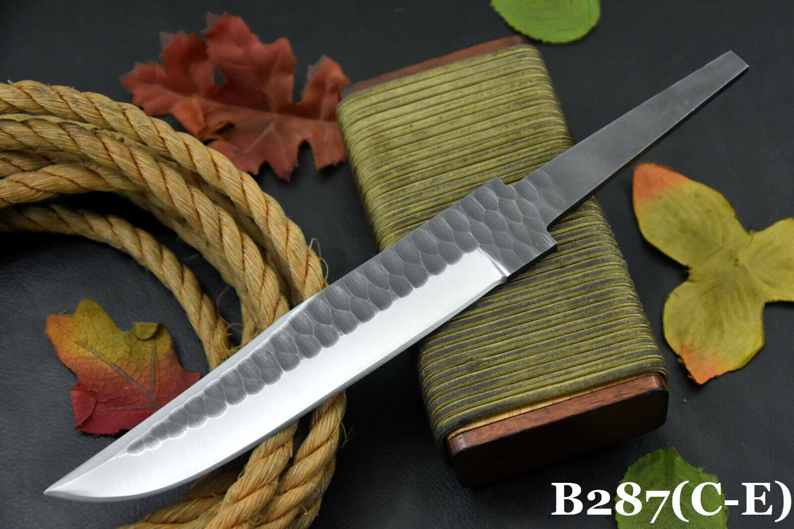 Custom Hammered Spring Steel 5160 Blank Blade Hunting Knife,No Damascus (B287-C)