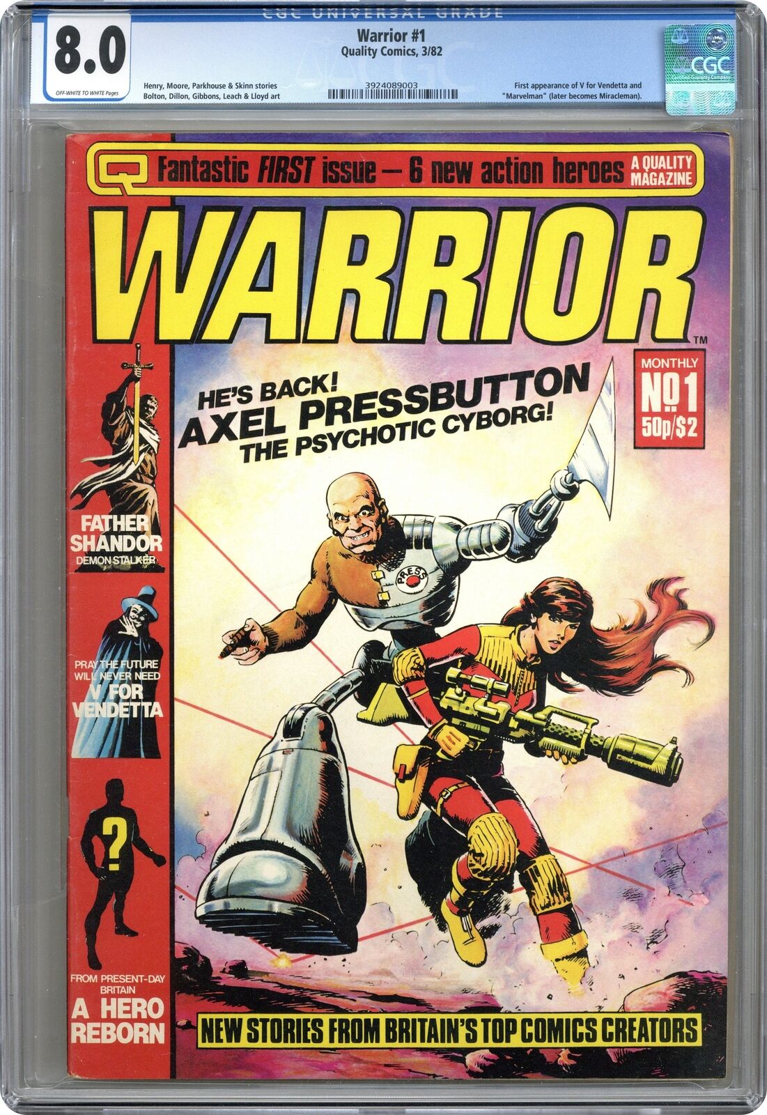 Warrior UK #1 CGC 8.0 1982 3924089003 1st app. Alan Moore's MarvelMan