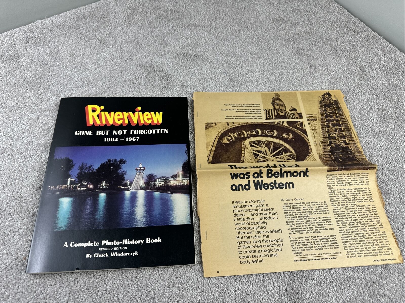 Riverview Gone But Not Forgotten Book SIGNED + Chicago Tribune Article 1976
