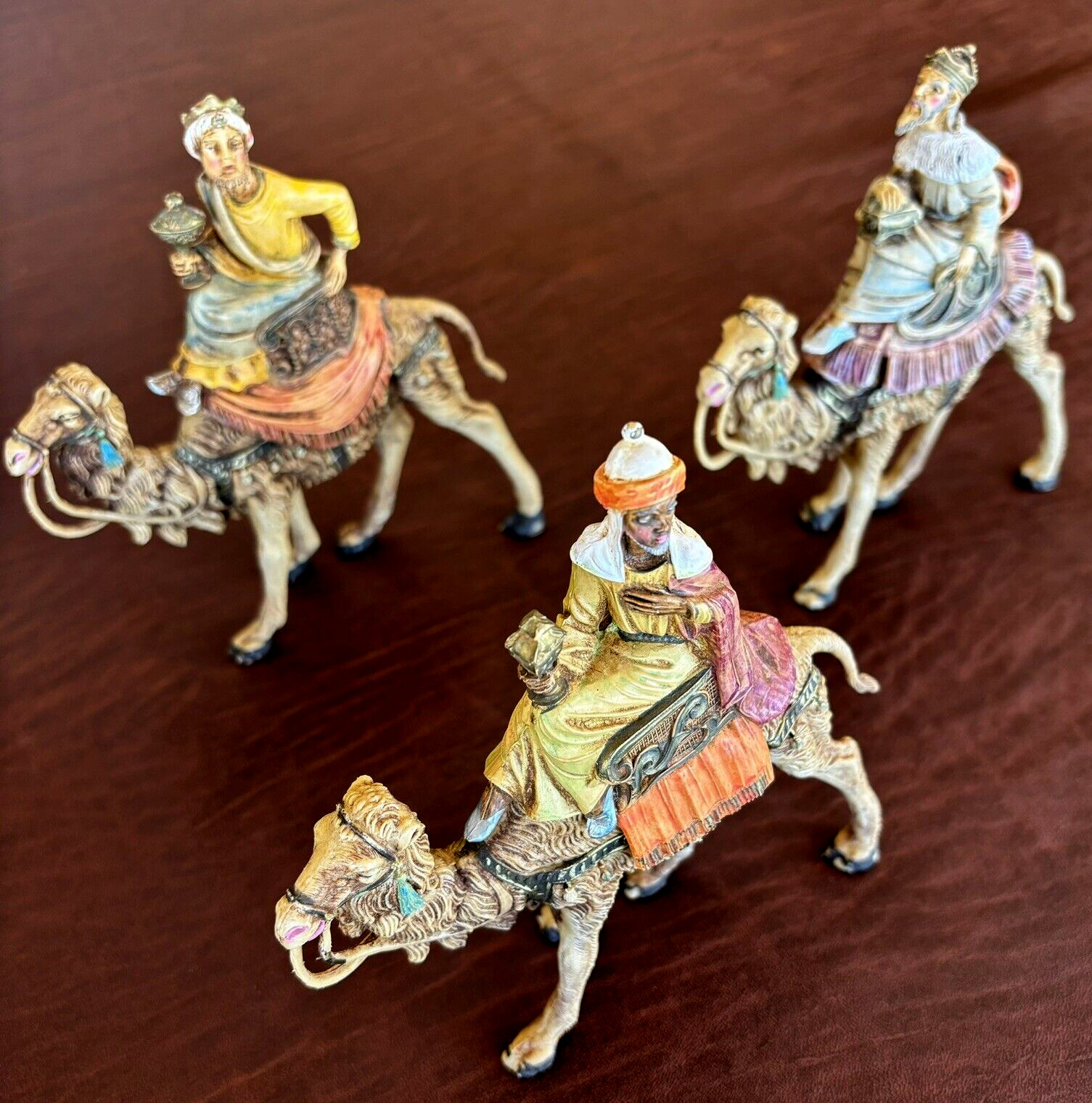VTG '83 FONTANINI Nativity 3 Wisemen Magi Kings on Camels 51514 ITALY Lot DEPOSE