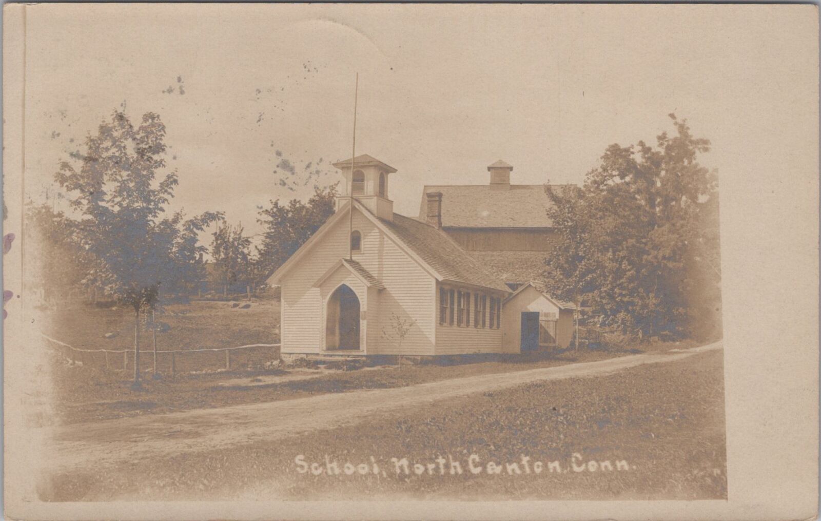 North Canton School Connecticut 1909 RPPC Photo Postcard