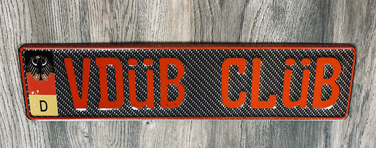 VINTAGE WOLKSWAGEN V DÜB CLUB 4X20” SIGN RED& BLACK WITH VELCROW