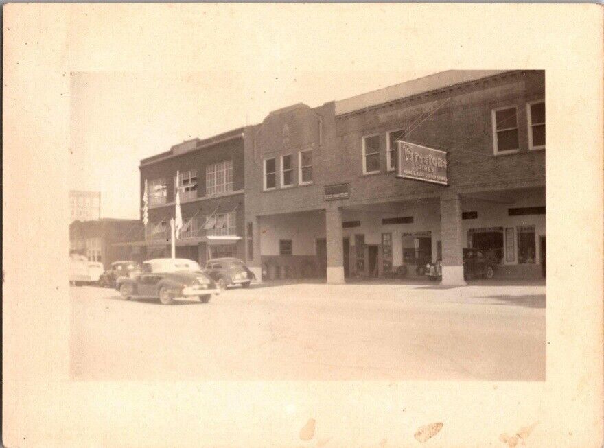 c1940 Firestone Tires Bowling Alley 8th St Old Cars Street View Snapshot Photo