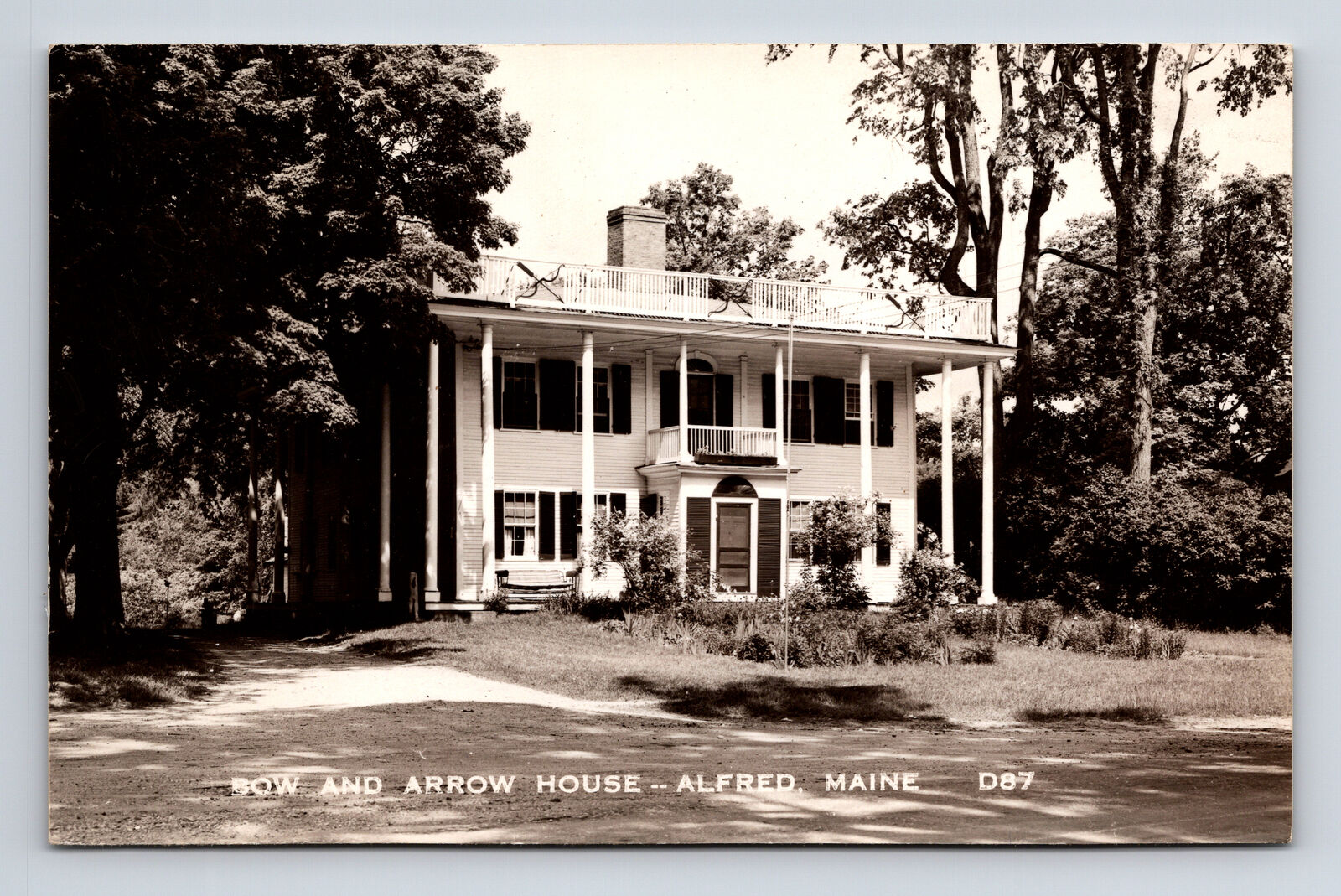 1955 RPPC Senator John Holmes Bow & Arrow House Greek Revival Alfred ME Postcard