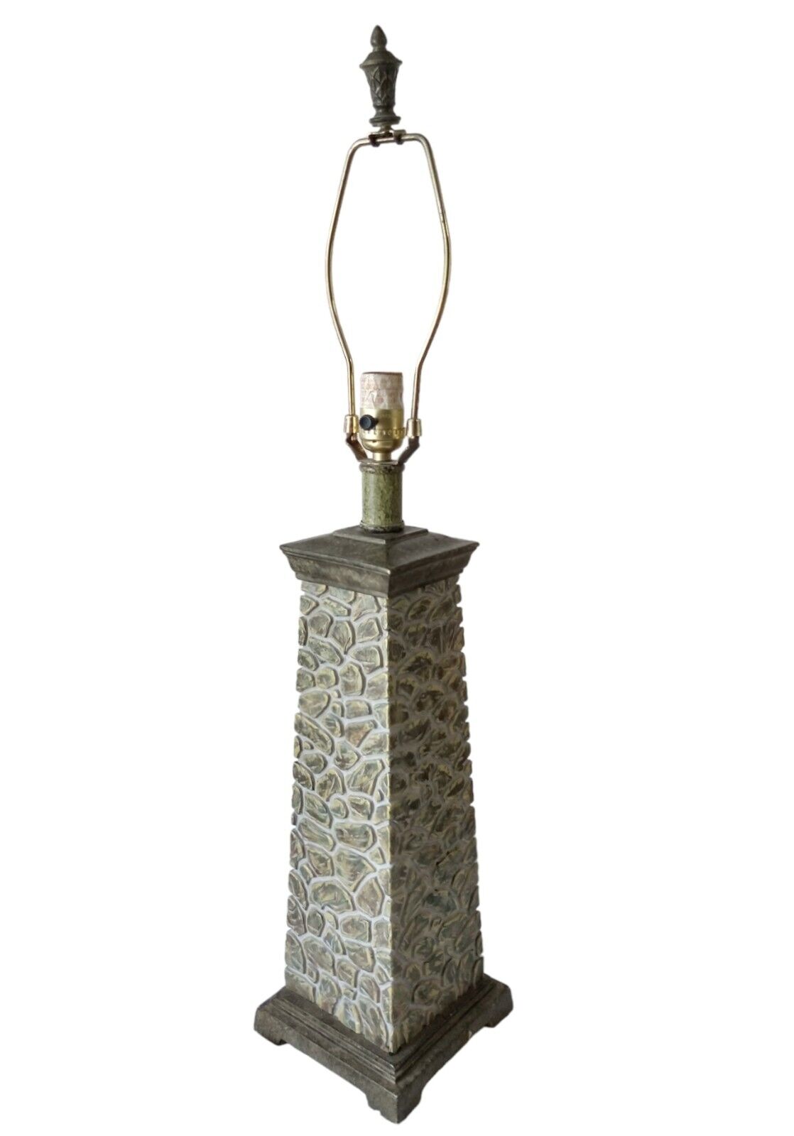 Vintage Faux Stone Column Pillar Lighthouse Table Lamp Postmodern