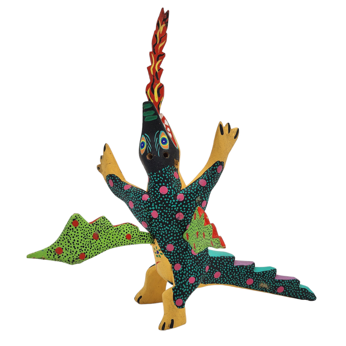 Alebrije Oaxacan Mexican Folk Art Creature Fantasy Colorful Dragon Signed 9