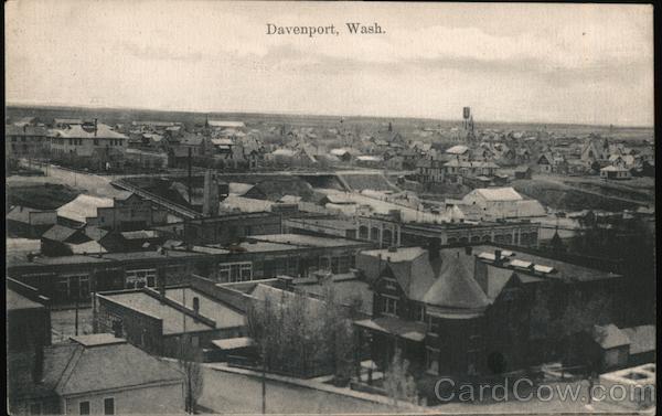 Overview of Davenport,WA Lincoln County Washington The Bookstore Postcard