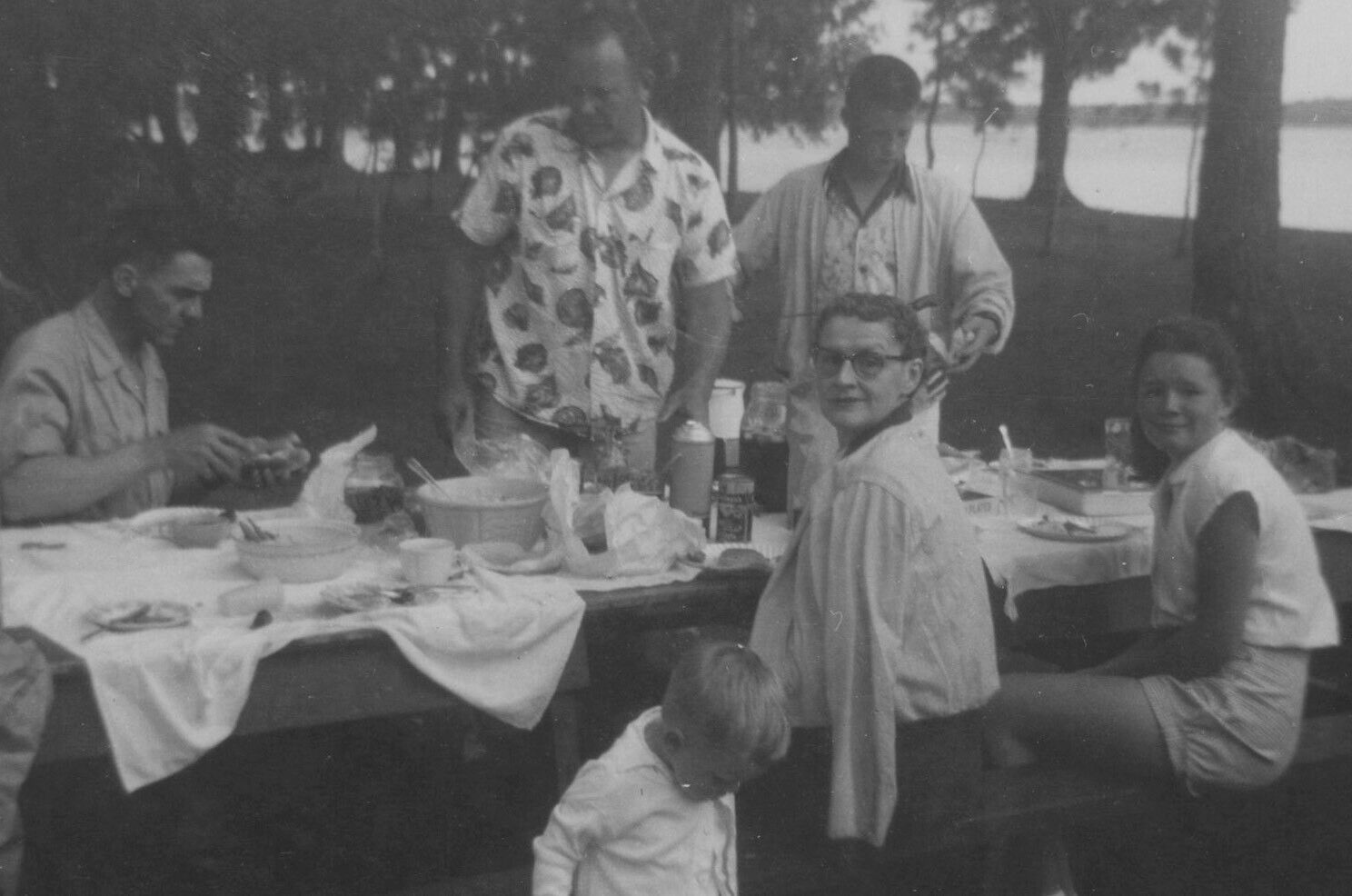 9Q Photograph 1955 Family Portrait Group Picnic 1950’s 
