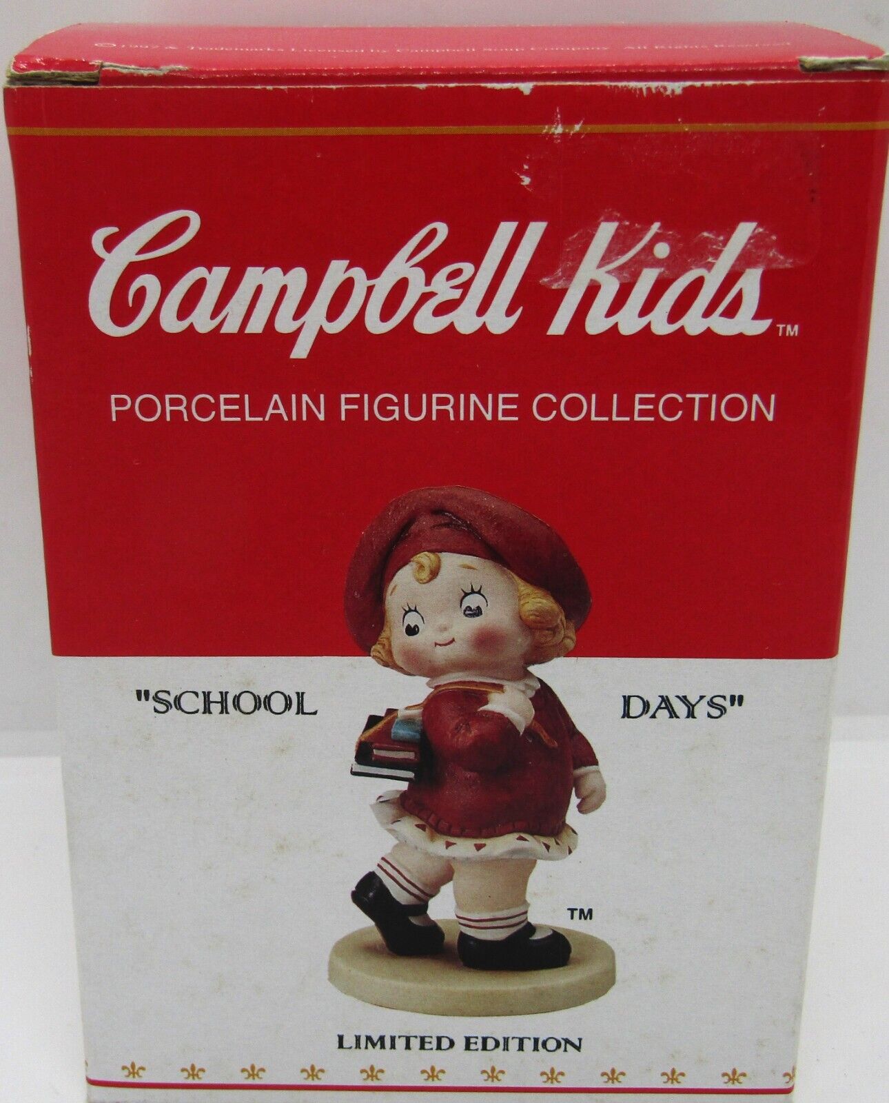 Vtg 1997 Campbell Kids School Days Porcelain Figure Numbered COA New In Box
