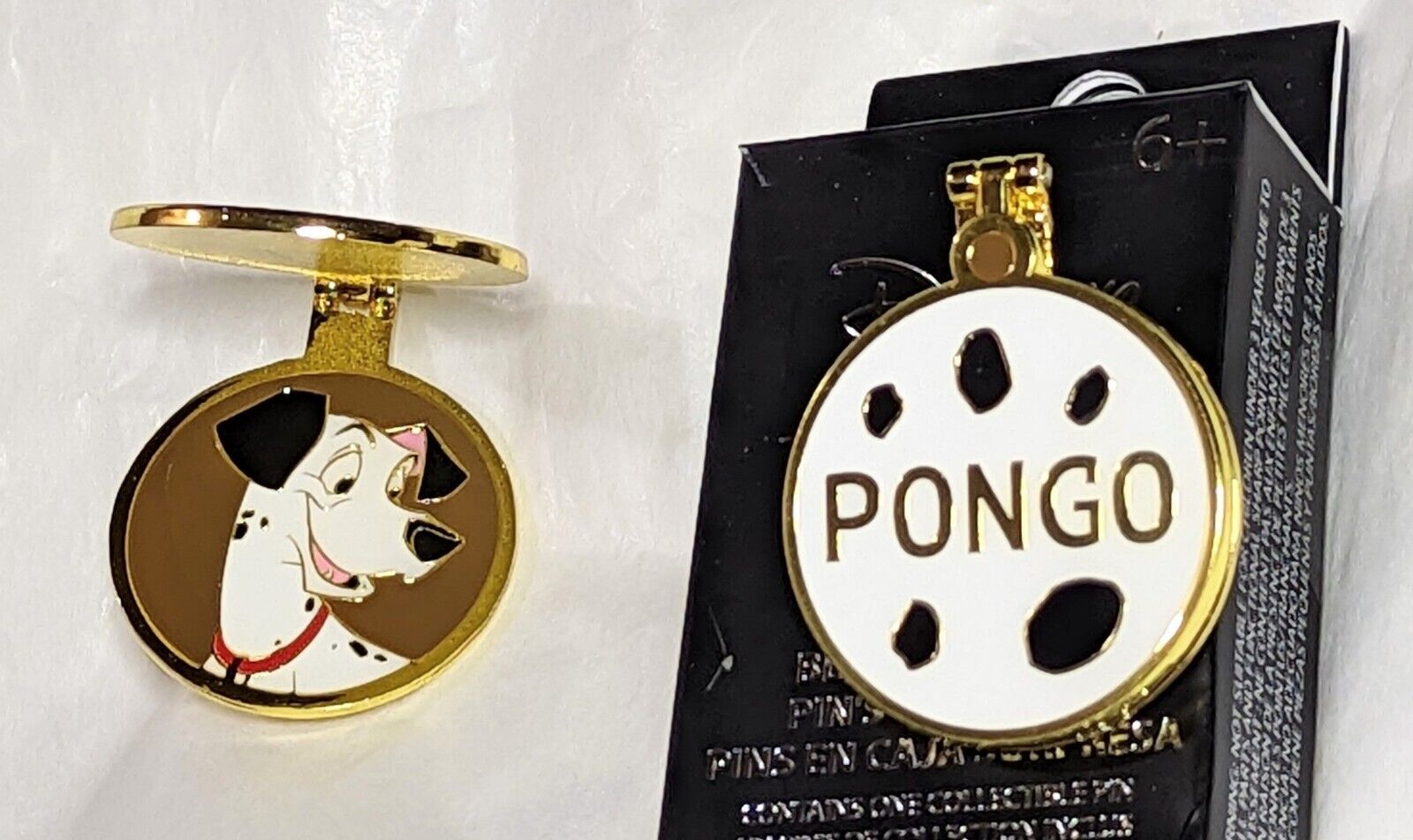 Loungefly Disney Pets Name Tag Hinged Blind Box Pin Pongo 101 Dalmatians -opened