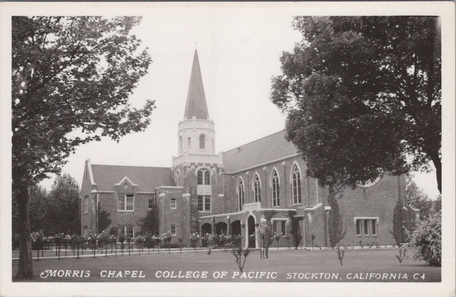 RPPC Postcard Morris Chapel College of Pacific Stockton CA 