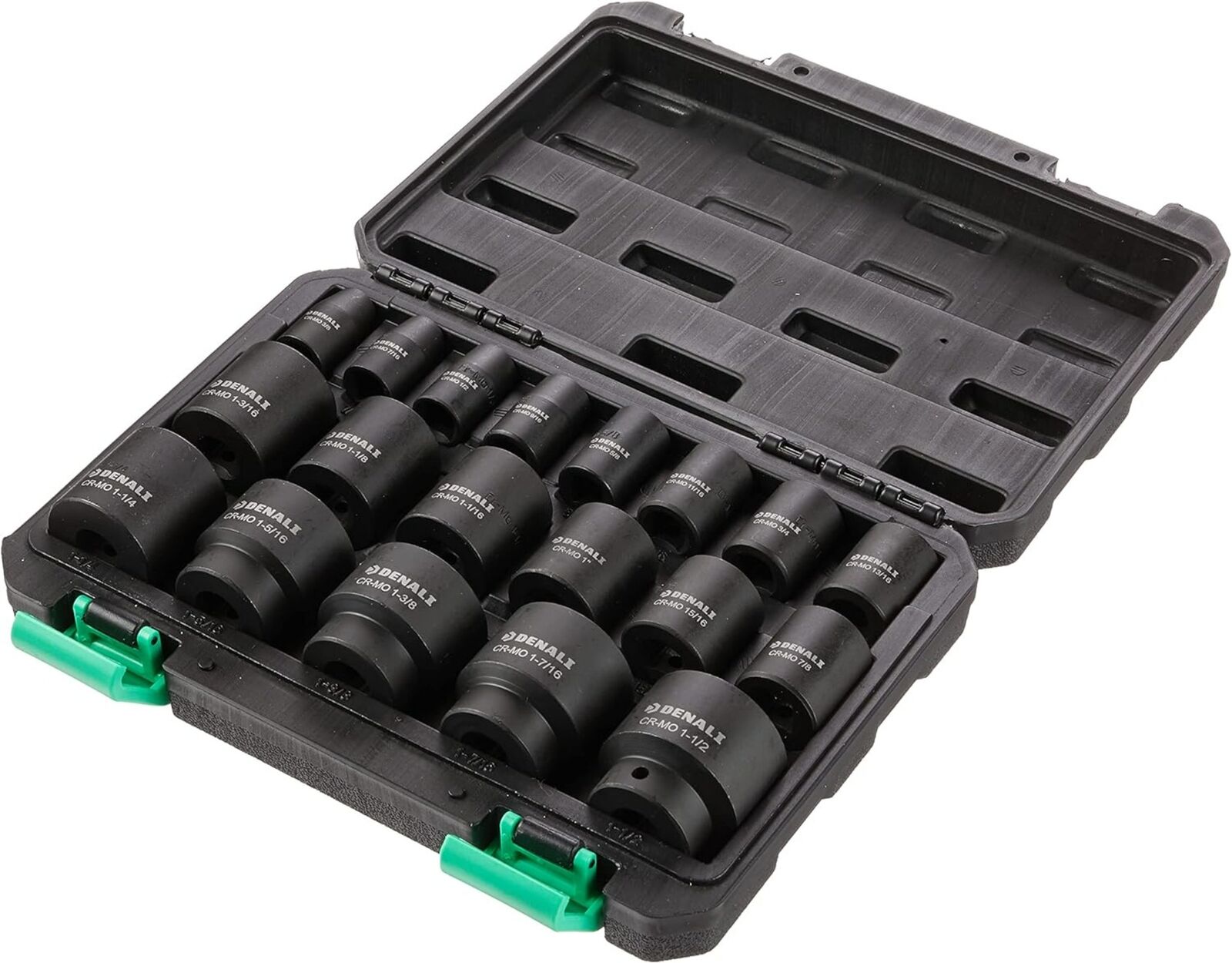 19-Piece 1/2-Inch Drive 6 Point Shallow Impact Socket Set, SAE Size With Case