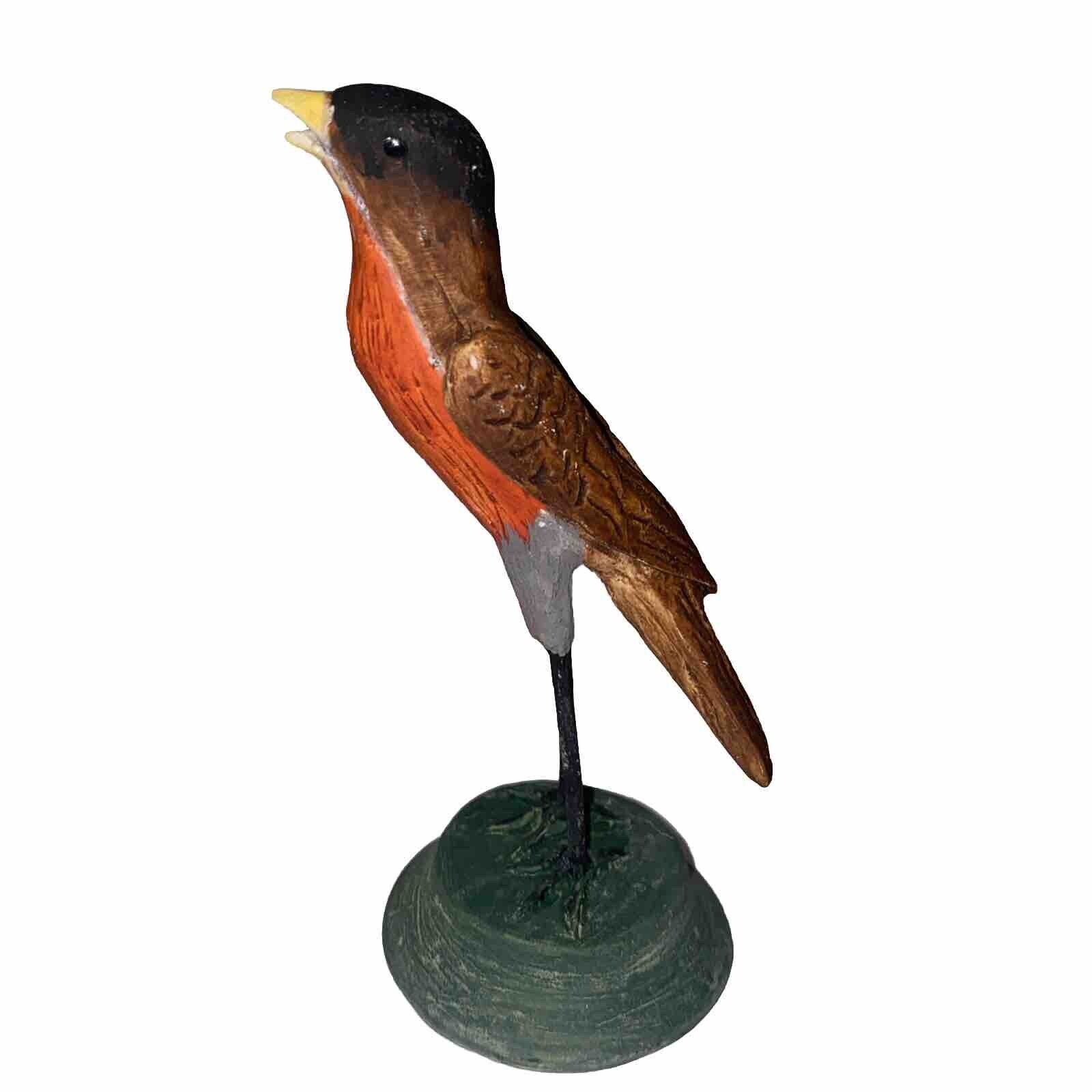 Vtg Orioles Robin Bird Resin & Paint  On Stand 5.5” in tall Baltimore Orioles