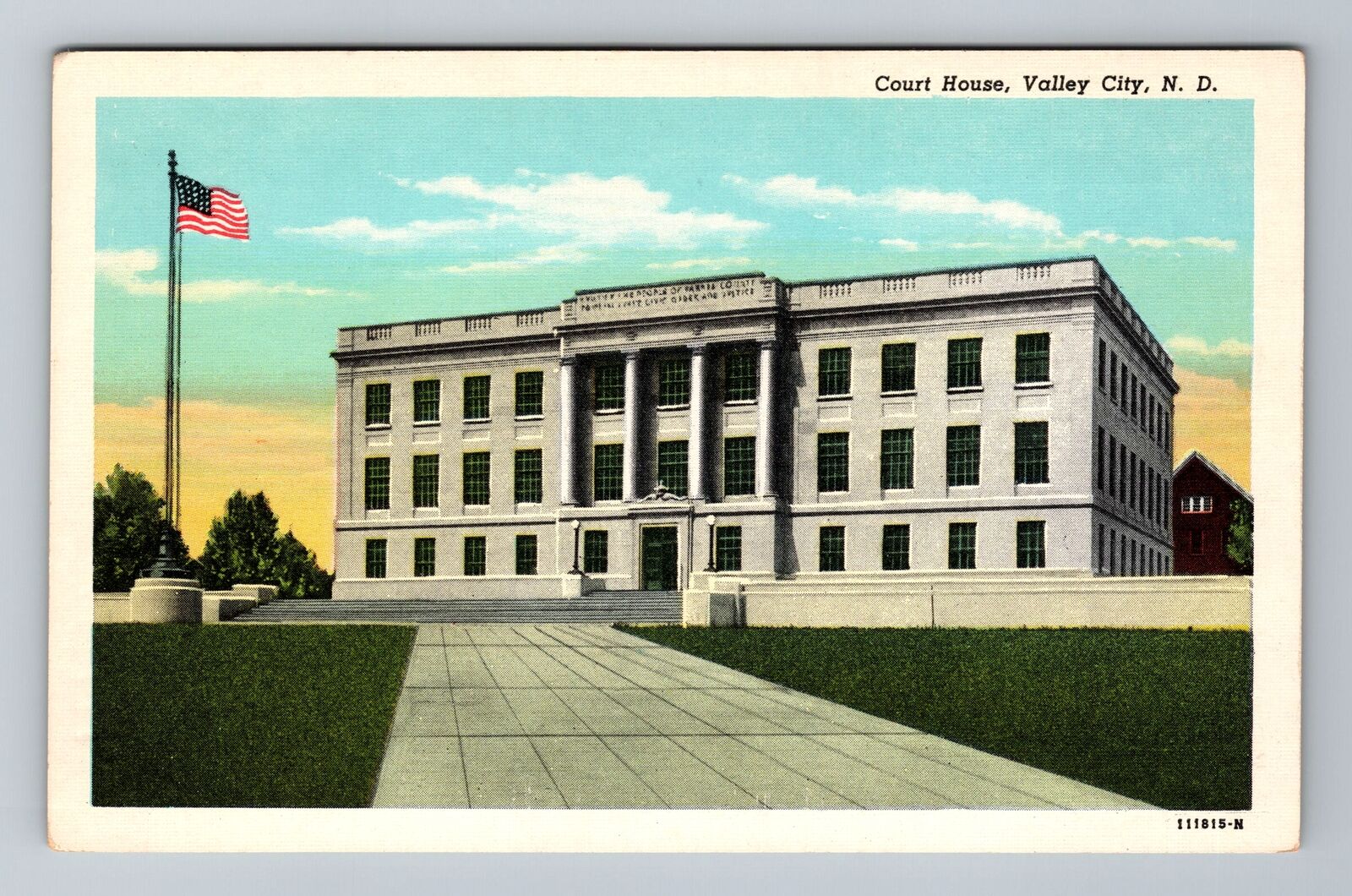 Valley City ND-North Dakota, Court House, Antique Vintage Souvenir Postcard