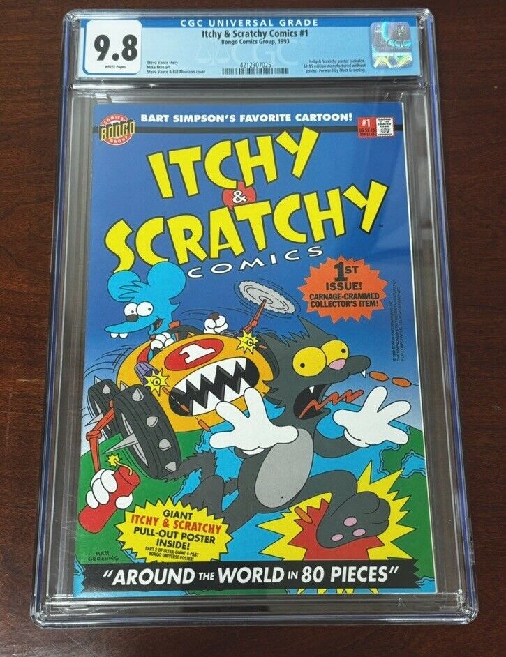 Itchy and Scratchy Comics #1 9.8 CGC White Pages w/ Poster Bongo Comics 1993 🔑