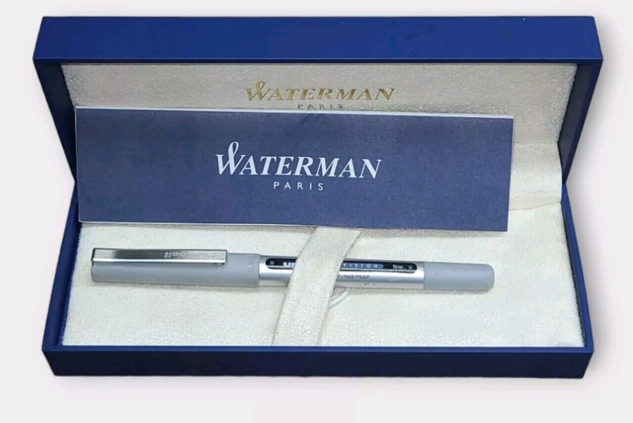 Waterman Uni-Ball Rollerball Pen, Gray/Chrome Trim Fine Point, Made In Japan