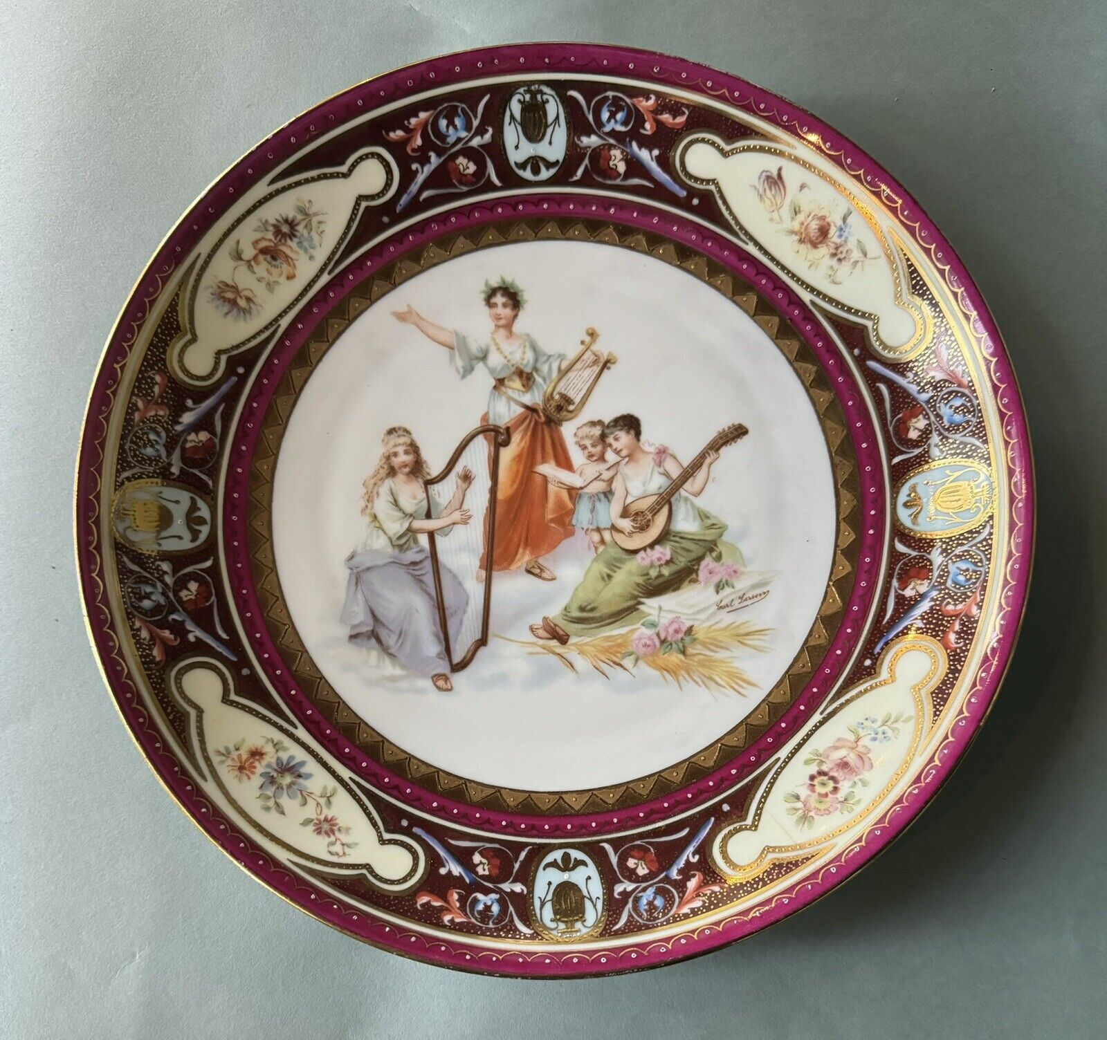 Vintage Antique Royal Vienna Austrian Porcelain Scenic Portrait Plate Artist Sgn