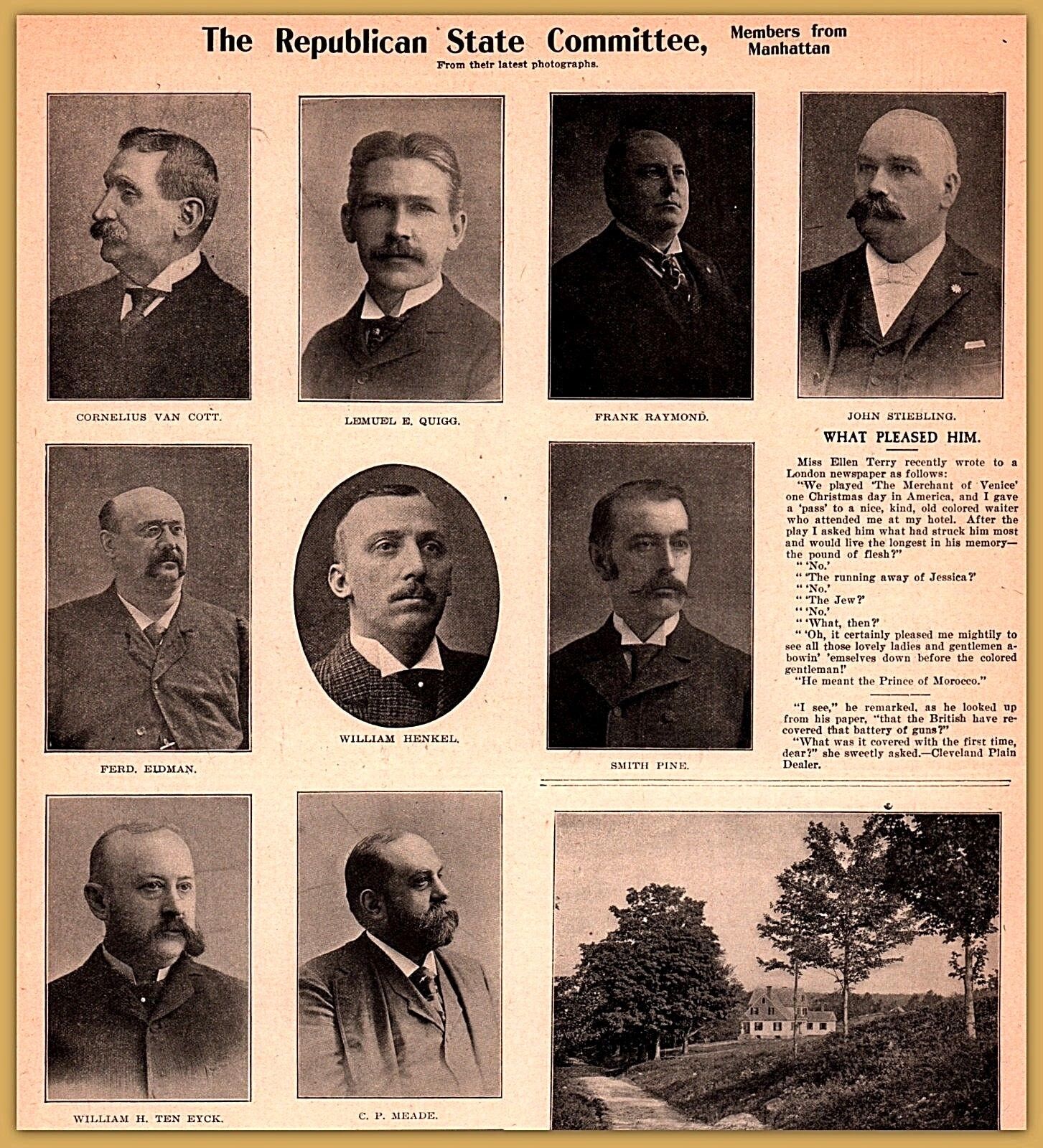 Late 1890's Republican State Committee Manhattan Member Ten Eyck Henkel van Cott