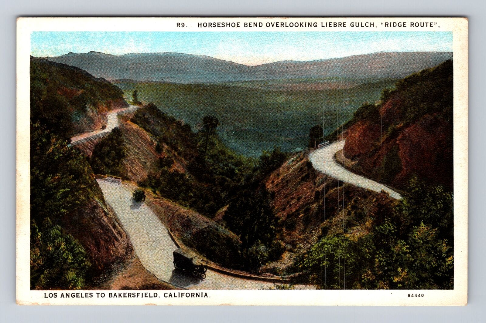 Ridge Route CA-California, Horseshoe Bend, Liebre Gulch, Vintage Postcard