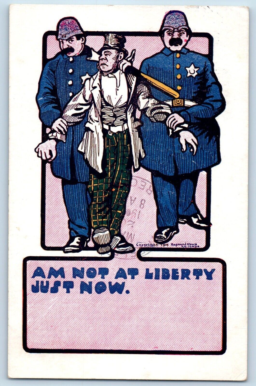 Ingram Wisconsin WI Postcard Police Arrested Man Am Not At Liberty Just Now 1908