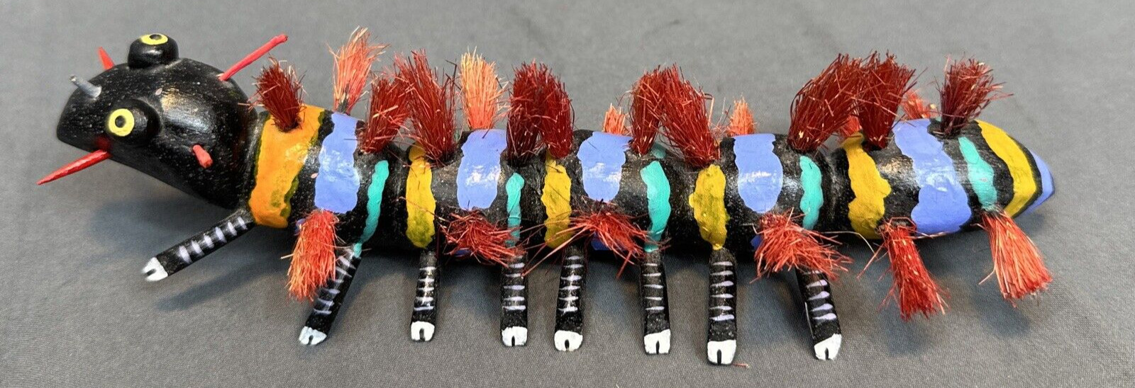 Oaxacan Wood Carving Prickly Centipede  by Albina Ortiz VTG ****READ ALL