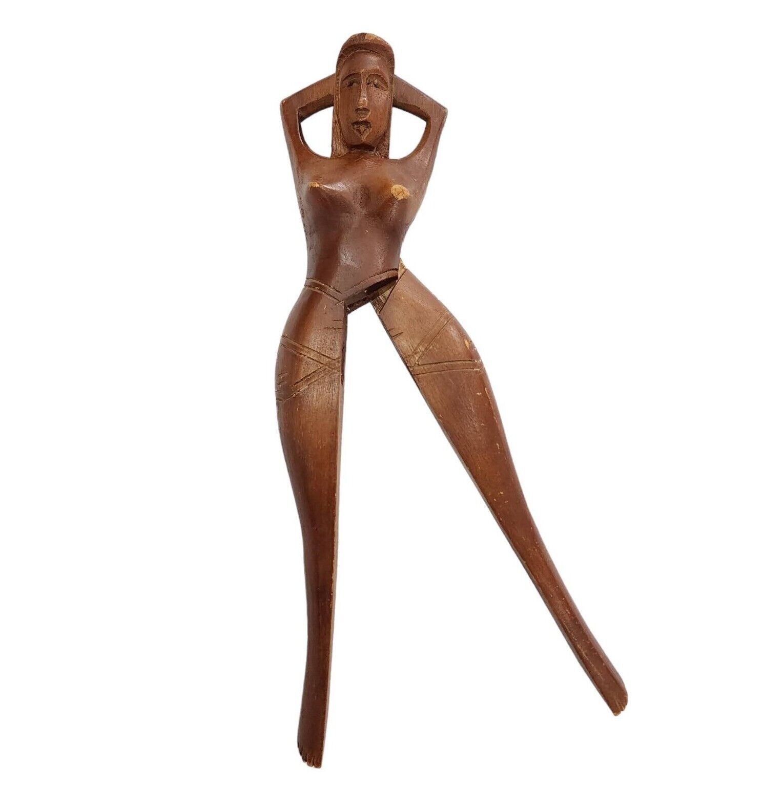 Vtg Nude Tiki Wood Nutcracker Woman Nudie Collectable Thigh Cracking Naked Lady